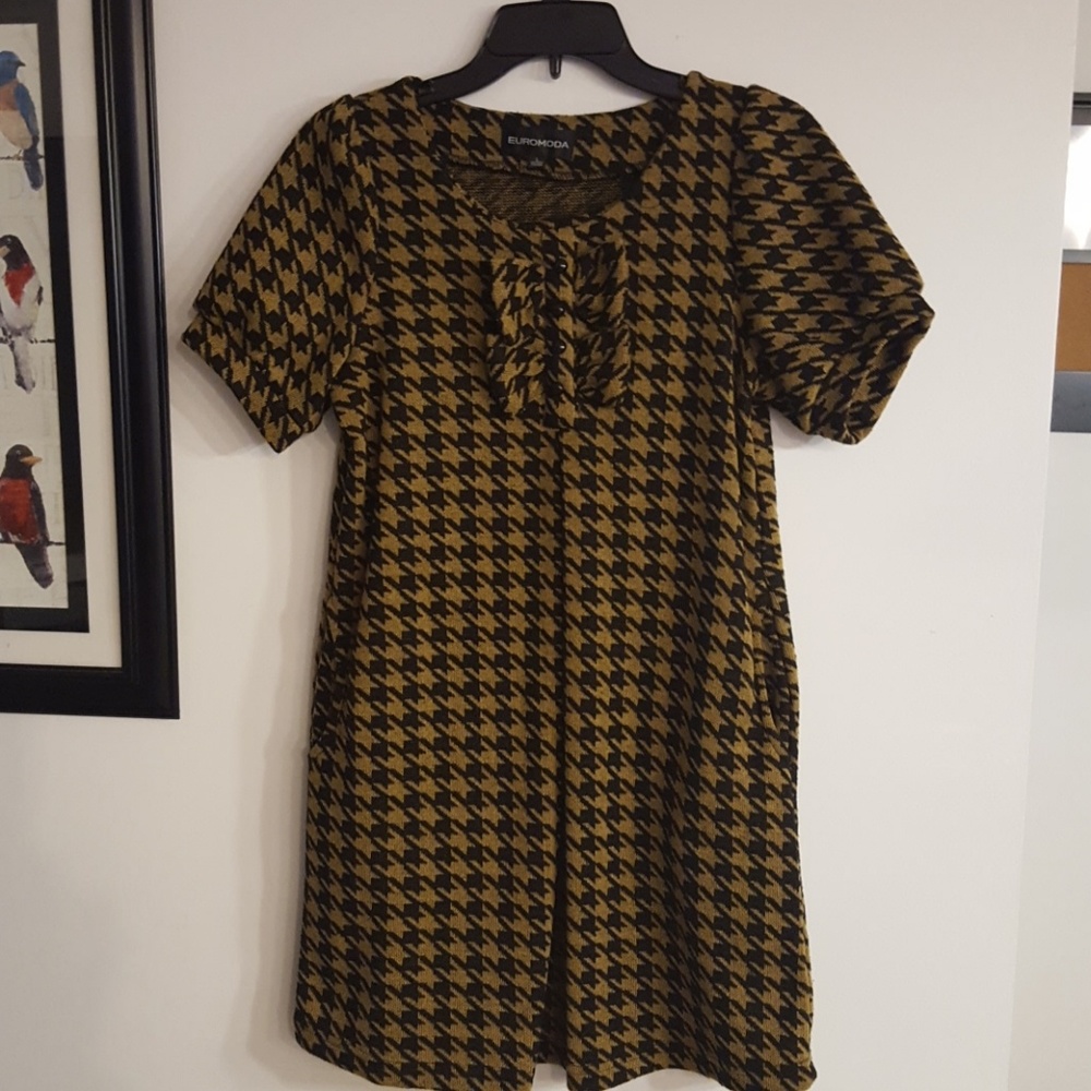 Euromoda Houndstooth Pattern Dress (L)